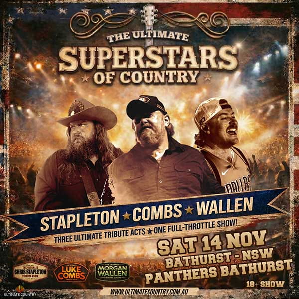 Ultimate Superstars of Country Tribute Show live at Bathurst Panthers - Concert poster